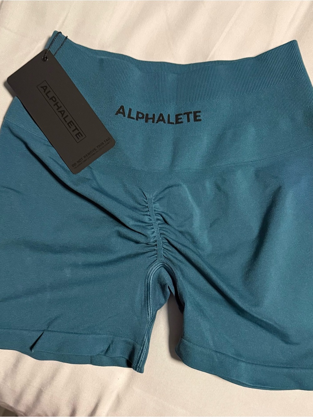 Alphalete Teal High-Rise Seamless Scrunch Bike Shorts